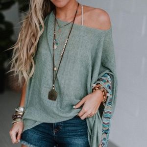 Beautiful Three Bird Nest Fallon Kimono Sage